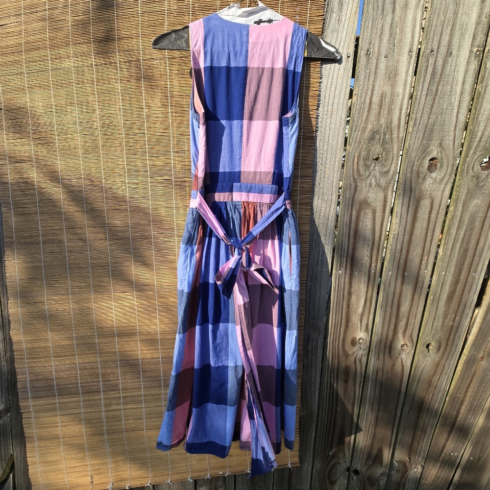 1901 Plaid Wrap Blanket Plaid Midi Dress Pink Blue Size 6 - Picture 11 of 16